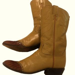 Vintage Tony Lama Cap Toe Leather Western Cowboy Boots Size 6